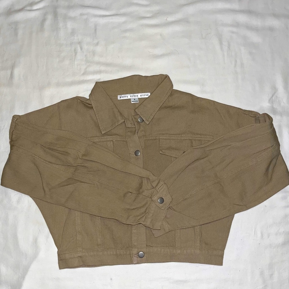 Tan Cropped Denim Jacket